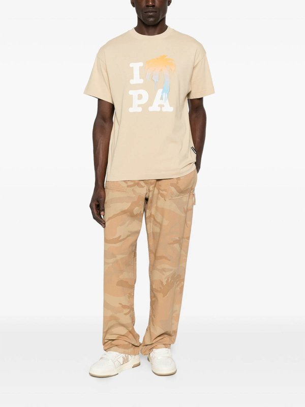 The Best Shops Palm Angels: T-shirts - T-Shirt - Beige