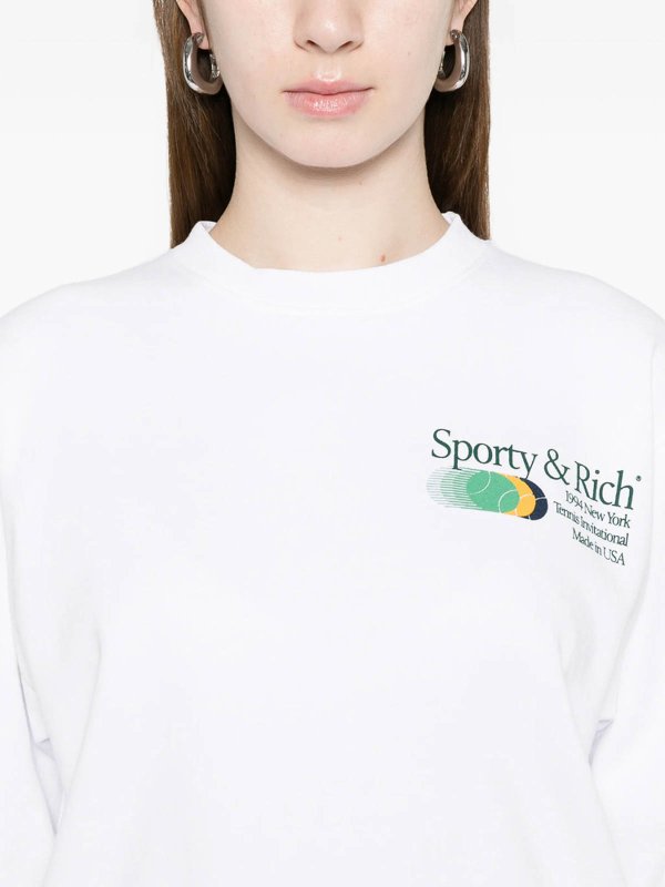 SPORTY & RICH: Strickpullover mit Rundhalsausschnitt online - Rundhalspullover - Weiß