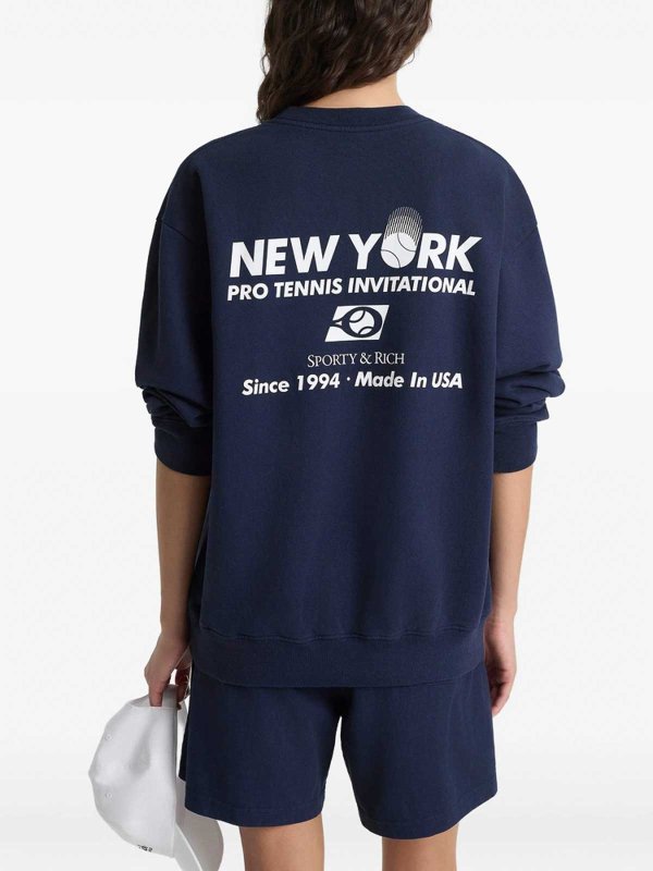 The Best Shops SPORTY & RICH: Strickpullover mit Rundhalsausschnitt - Rundhalspullover - Blau