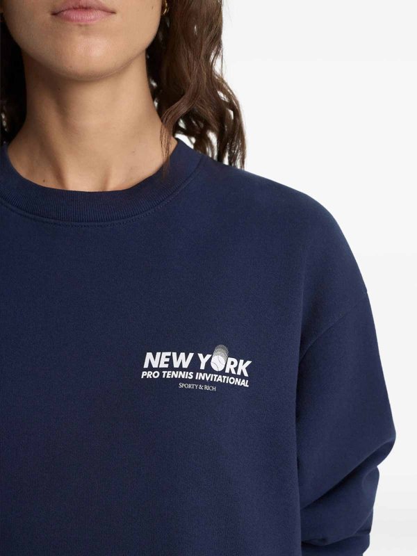 Rundhalspullover - Blau shop online: SPORTY & RICH