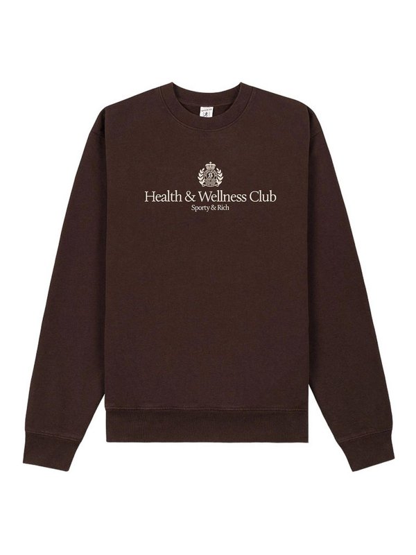 SPORTY & RICH: Strickpullover mit Rundhalsausschnitt - Rundhalspullover - Braun