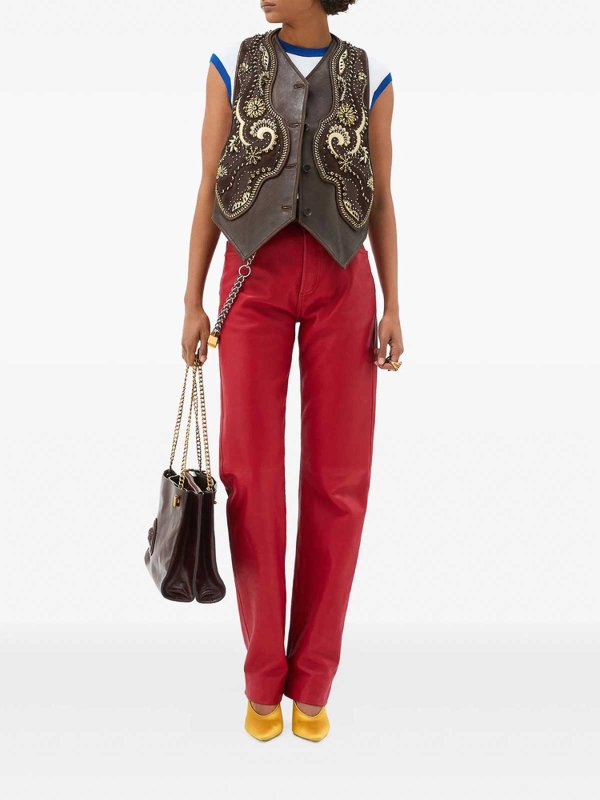 VERSACE: leather trousers online - Leather Pant