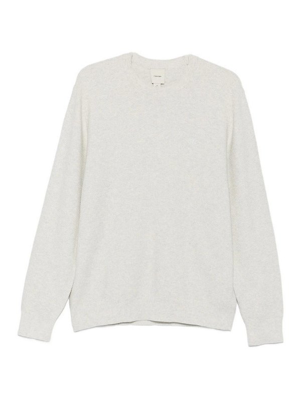 CALVIN KLEIN: Strickpullover mit Rundhalsausschnitt - Rundhalspullover - Grau