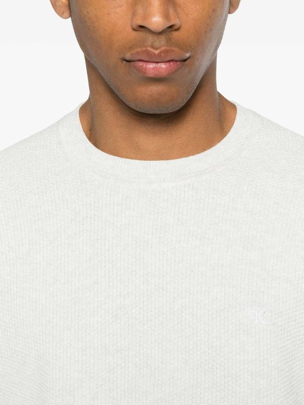 CALVIN KLEIN: Strickpullover mit Rundhalsausschnitt online - Rundhalspullover - Grau