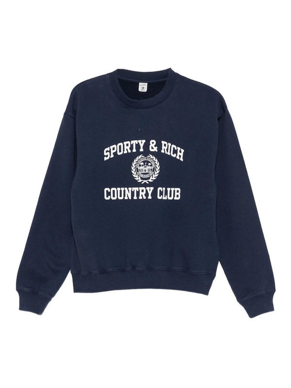 SPORTY & RICH: Strickpullover mit Rundhalsausschnitt - Rundhalspullover - Blau
