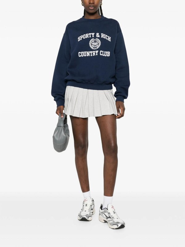 The Best Shops SPORTY & RICH: Strickpullover mit Rundhalsausschnitt - Rundhalspullover - Blau