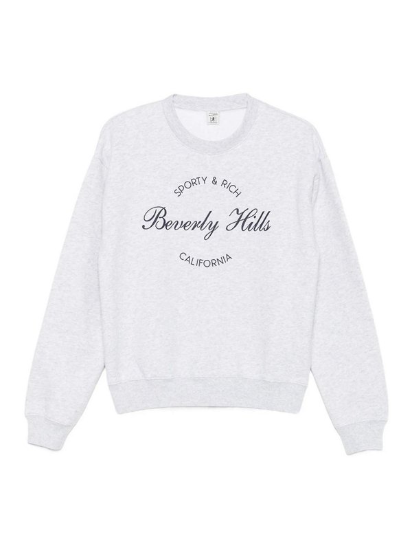 SPORTY & RICH: Strickpullover mit Rundhalsausschnitt - Rundhalspullover - Grau