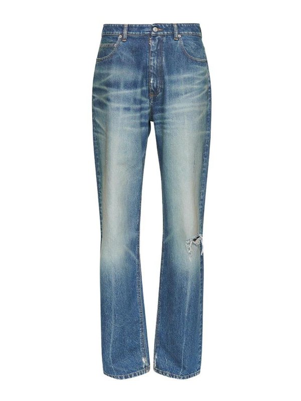 MM6 MAISON MARGIELA: ストレートジーンズ - ストレートジーンズ - ブルー