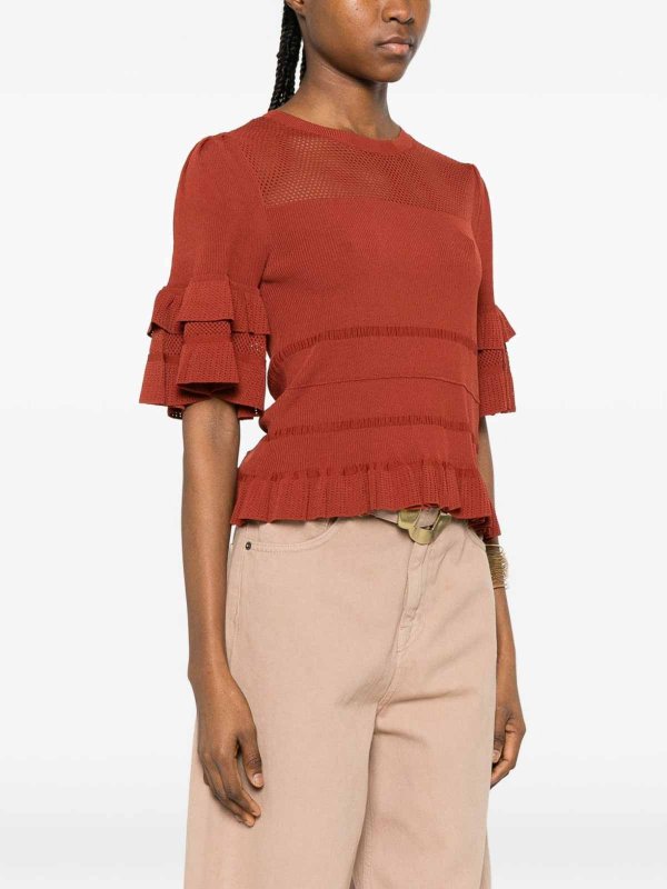 The Best Shops TWINSET: Strickpullover mit Rundhalsausschnitt - Rundhalspullover - Braun