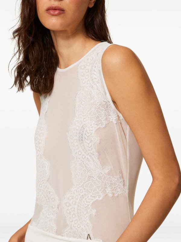The Best Shops TWINSET: Tops und Tank Tops - Top - Creme