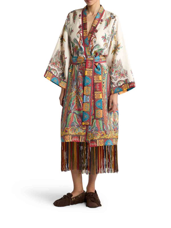 ETRO: knee length coats online - Silk Duster Coat
