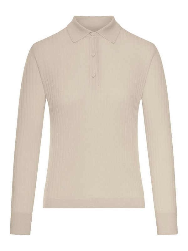 Max Mara: Strickpullover mit Rundhalsausschnitt - Rundhalspullover - Nude
