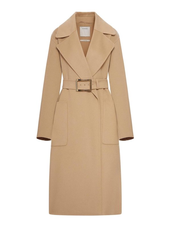 SPORTMAX: ニーレングスコート - 膝丈コート - ヌードカラー