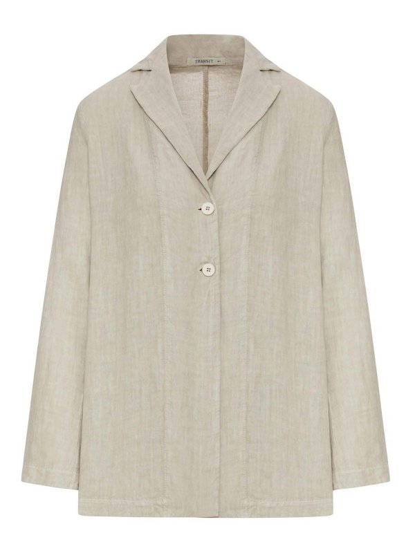 TRANSIT: blazers - Single-Breasted Linen Jacket