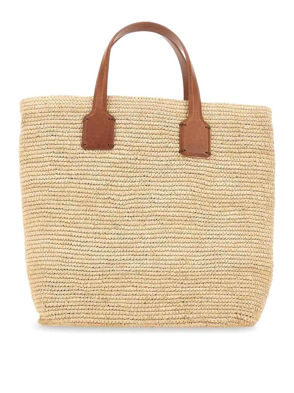 DRAGON DIFFUSION: totes bags - Sacha Raffia Handbag With Leather Inserts