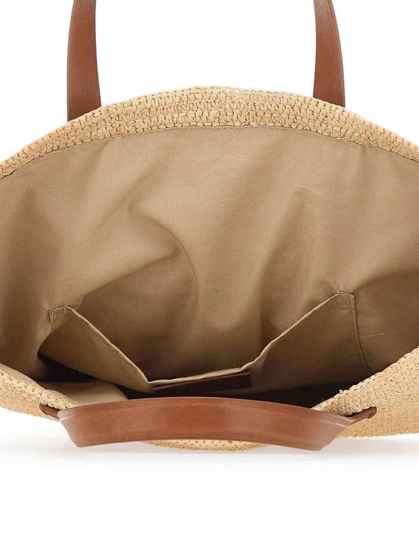 Sacha Raffia Handbag With Leather Inserts shop online: DRAGON DIFFUSION