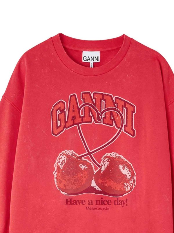 GANNI: Strickpullover mit Rundhalsausschnitt online - Rundhalspullover - Rot