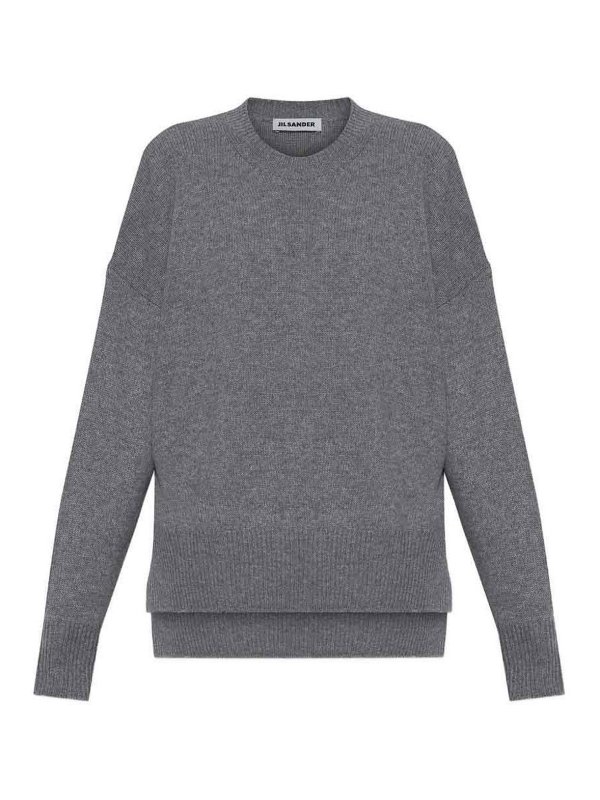 JIL SANDER: Strickpullover mit Rundhalsausschnitt - Rundhalspullover - Grau