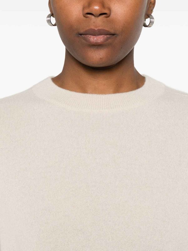 The Best Shops SOFT GOAT: Strickpullover mit Rundhalsausschnitt - Rundhalspullover - Weiß