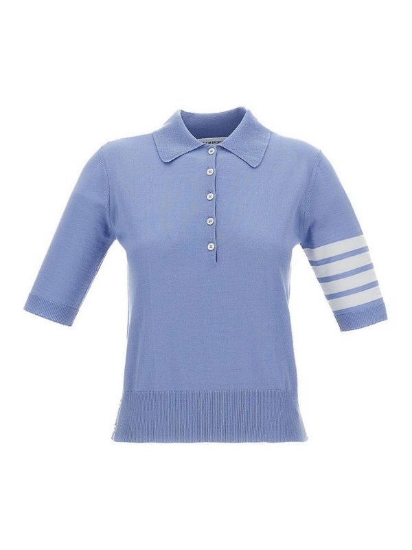 THOM BROWNE: Polos  - Polo - Bleu Clair