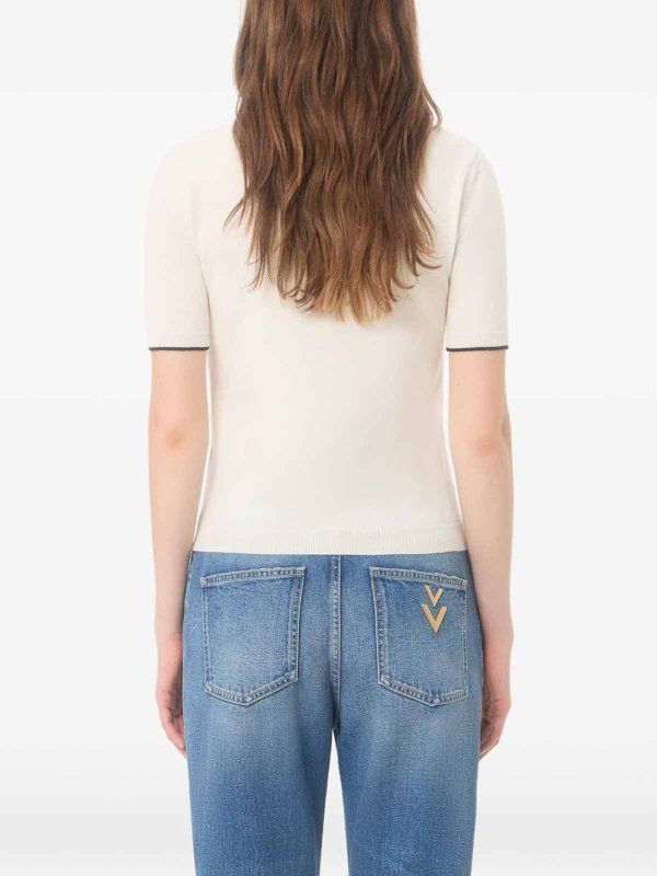 VALENTINO: Strickpullover mit Rundhalsausschnitt online - Rundhalspullover - Weiß