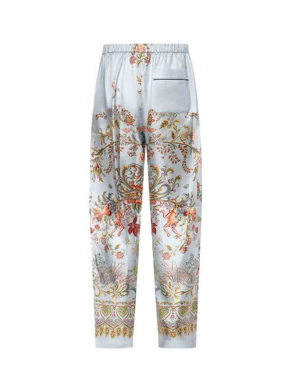ETRO: casual trousers online - Printed Silk Trousers