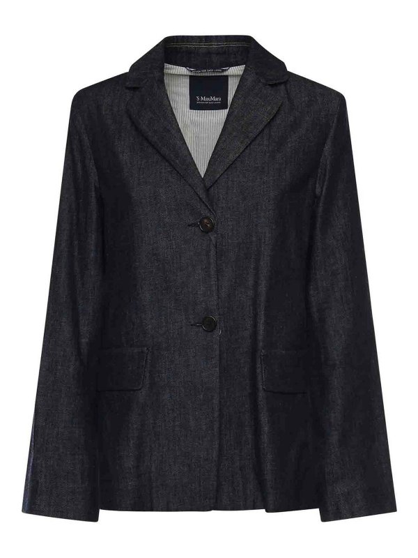S MAX MARA: denim jacket - Single-Breasted Stretch Denim Jacket