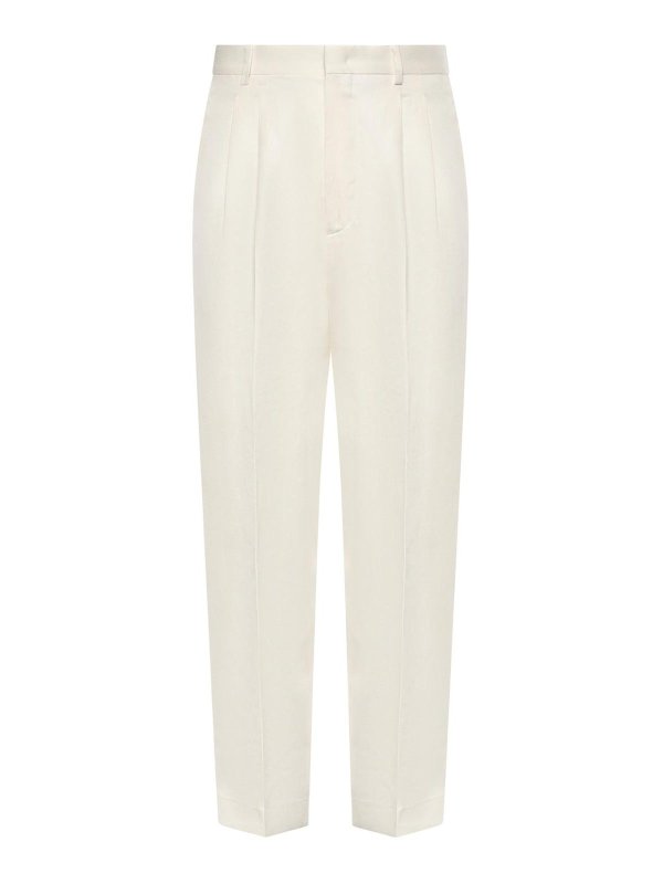 BEABLE: casual trousers - Wool Blend Mat Trousers