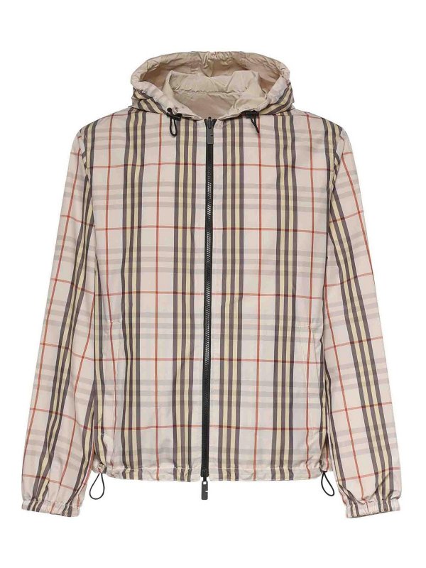 BURBERRY: casual jackets - Check Reversible Hooded Jacket
