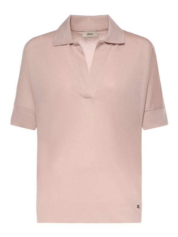 HERNO: polo shirts - Glam Knit Effect Polo