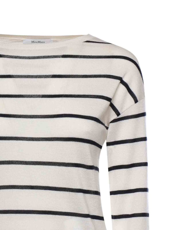 The Best Shops Max Mara: Strickpullover mit Rundhalsausschnitt - Rundhalspullover - Weiß
