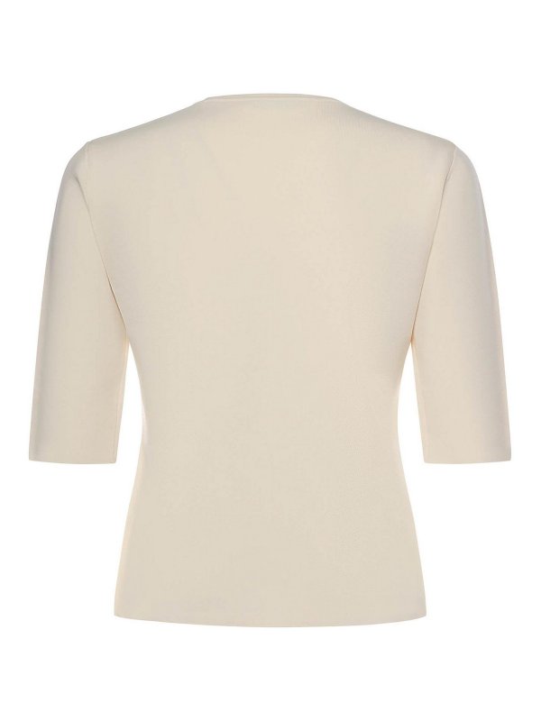 Max Mara: Strickpullover mit Rundhalsausschnitt online - Rundhalspullover - Weiß