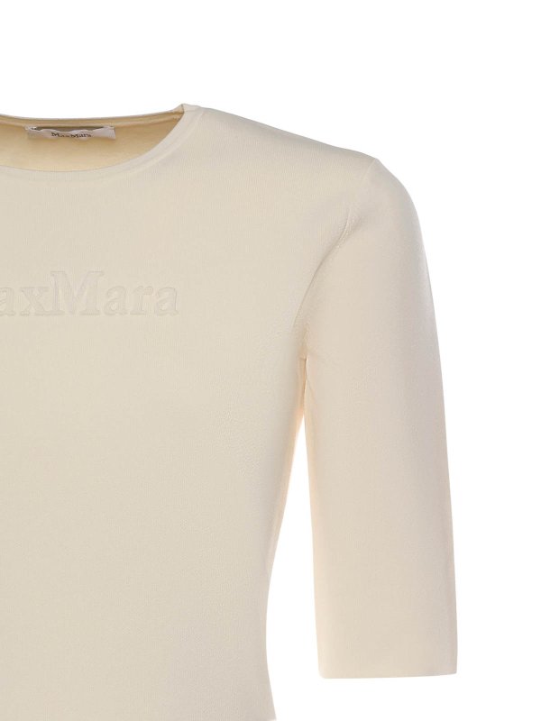 The Best Shops Max Mara: Strickpullover mit Rundhalsausschnitt - Rundhalspullover - Weiß