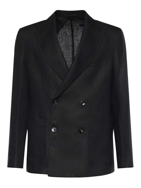 MICHAEL COAL: blazers - Double-Breasted Linen Blazer