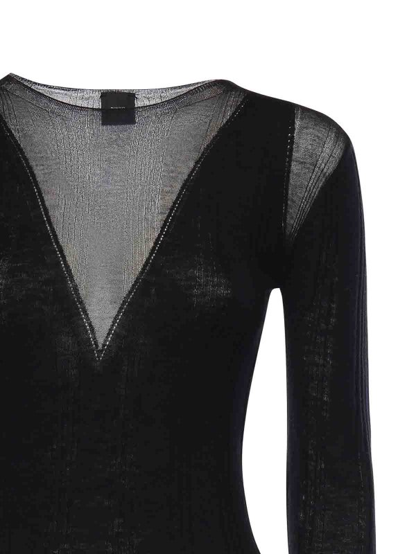 The Best Shops Pinko: Strickpullover mit Rundhalsausschnitt - Rundhalspullover - Schwarz