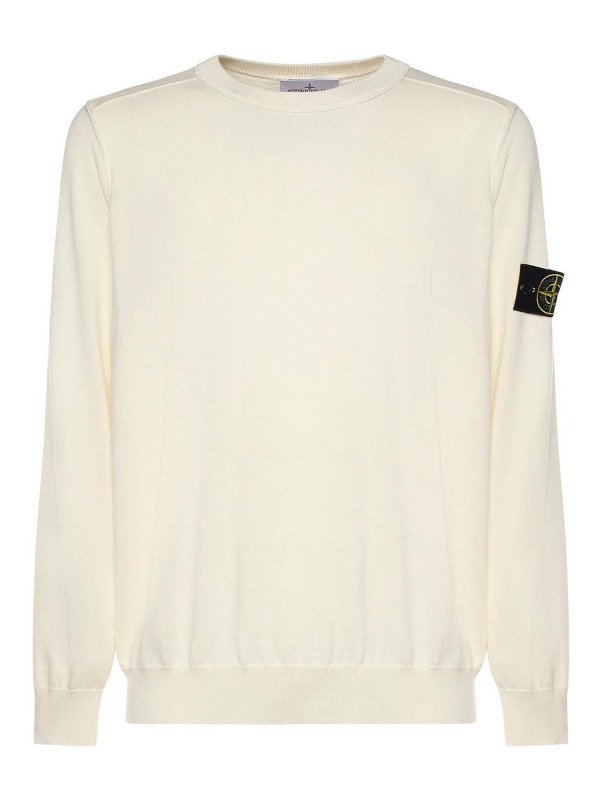 STONE ISLAND: Strickpullover mit Rundhalsausschnitt - Rundhalspullover - Weiß