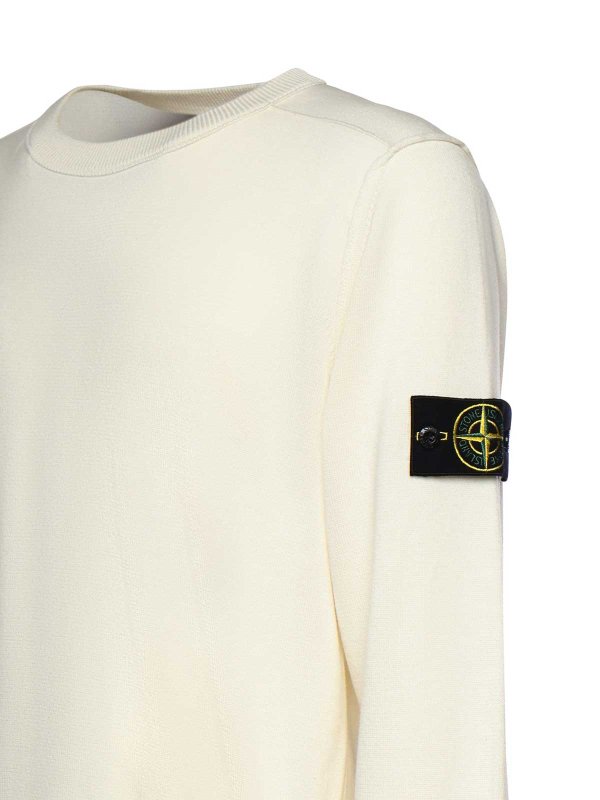 The Best Shops STONE ISLAND: Strickpullover mit Rundhalsausschnitt - Rundhalspullover - Weiß