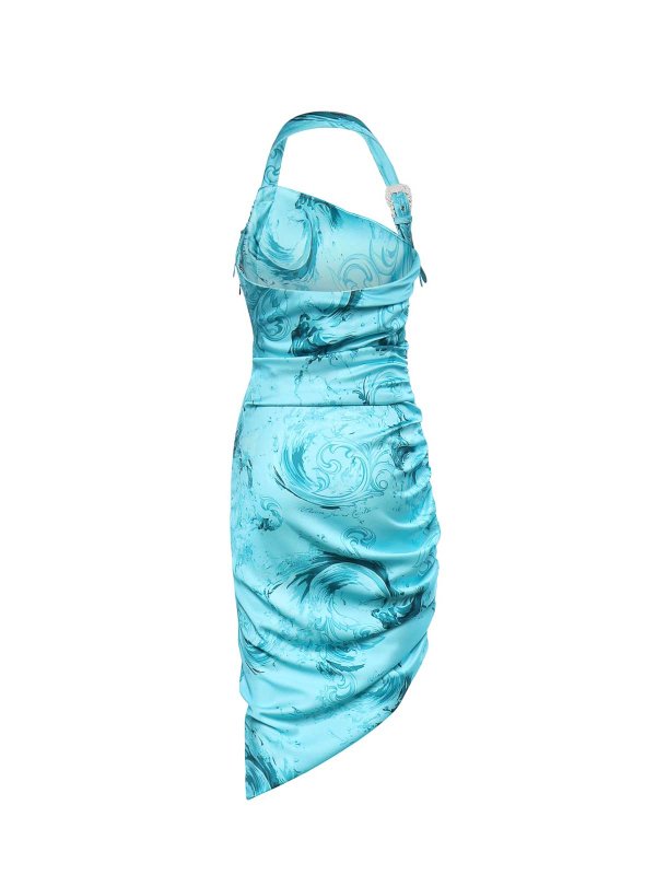 Versace Jeans Couture: ニーレングスドレス online - 膝丈ドレス - ライトブルー