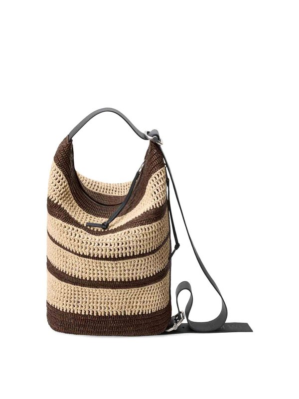 LOEWE: Bucket bags - Loop Raffia Bucket Bag