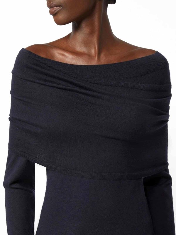 The Best Shops Max Mara: Strickpullover mit Rundhalsausschnitt - Rundhalspullover - Blau