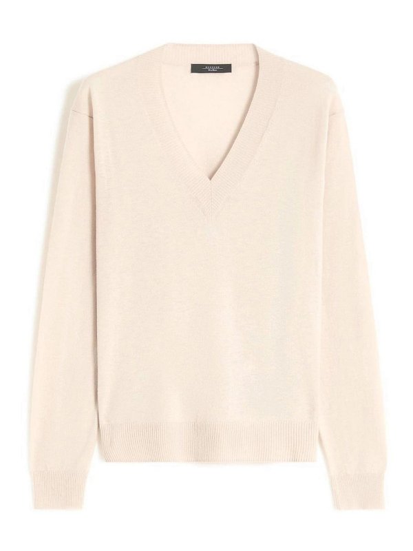 WEEKEND MAX MARA: Strickpullover mit Rundhalsausschnitt - Rundhalspullover - Hellbeige