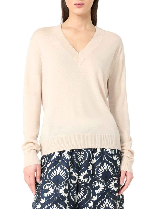 WEEKEND MAX MARA: Strickpullover mit Rundhalsausschnitt online - Rundhalspullover - Hellbeige