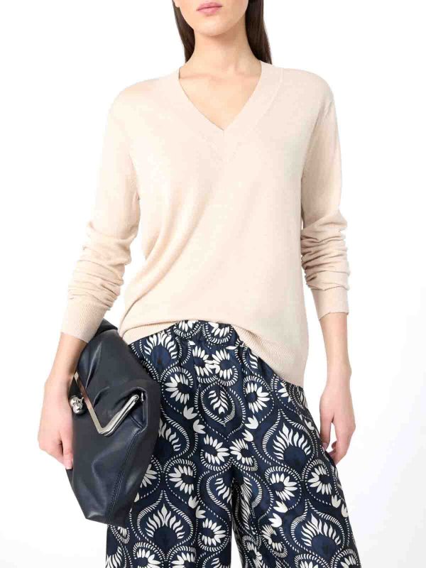 The Best Shops WEEKEND MAX MARA: Strickpullover mit Rundhalsausschnitt - Rundhalspullover - Hellbeige