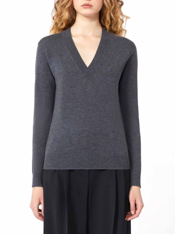 WEEKEND MAX MARA: Strickpullover mit Rundhalsausschnitt online - Rundhalspullover - Grau