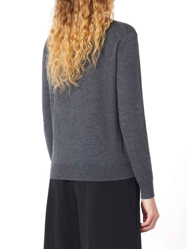 The Best Shops WEEKEND MAX MARA: Strickpullover mit Rundhalsausschnitt - Rundhalspullover - Grau