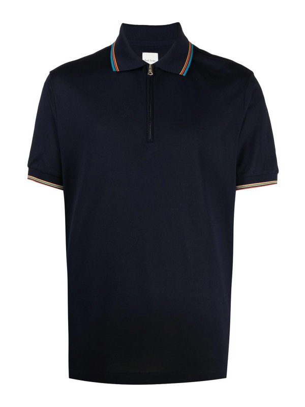 PAUL SMITH: polo - Polo con zip a righe