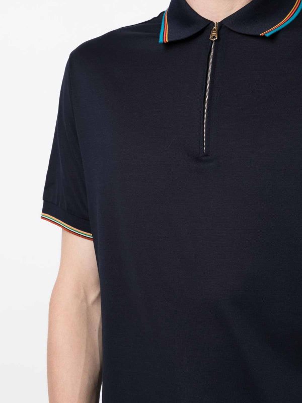 PAUL SMITH: polo online - Polo con zip a righe