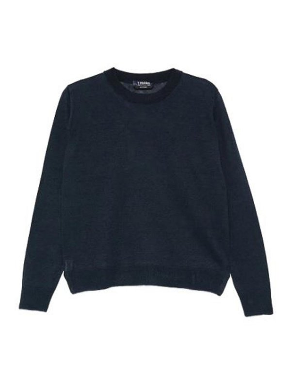 S MAX MARA: Strickpullover mit Rundhalsausschnitt - Rundhalspullover - Blau