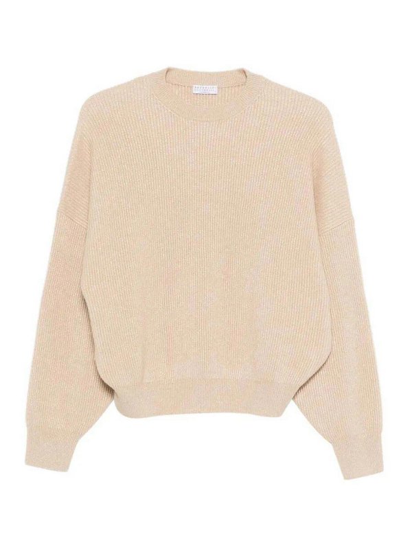 BRUNELLO CUCINELLI: Strickpullover mit Rundhalsausschnitt - Rundhalspullover - Nude