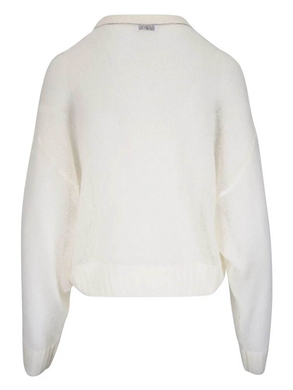 BRUNELLO CUCINELLI: Strickpullover mit Rundhalsausschnitt online - Rundhalspullover - Weiß